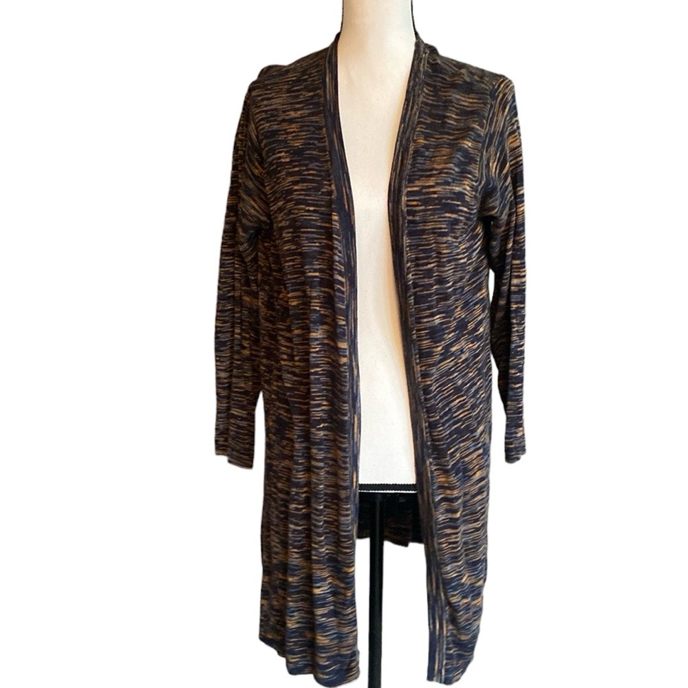 Blue Space Dye Long Cardigan 1X